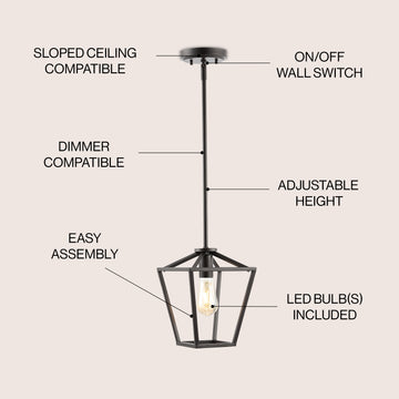 Grace Industrial Farmhouse LED Pendant - JONATHAN Y
